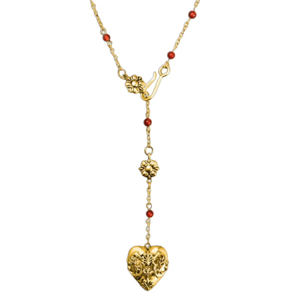 18K Gold Plated Necklace with Lucky Wealth Stone Red Carnelian Stone Jewelry