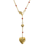 Carnelian Veil Lariat Necklace in Gold