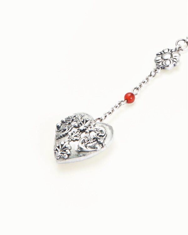 Carnelian Veil Lariat Necklace in Silver with God Bless You Lucky Stone Jewelry