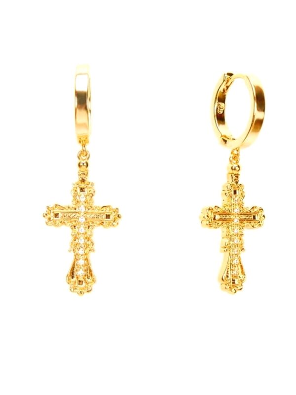 Everette Cross Earrings in Gold