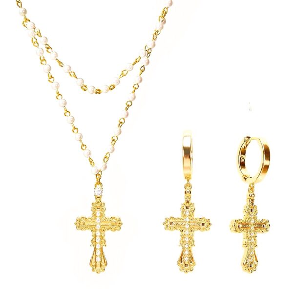 Everette Cross Jewelry Set in Gold