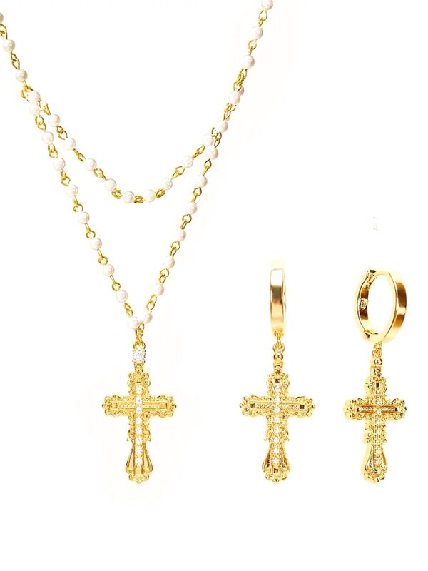 Everette Cross Jewelry Set in Gold