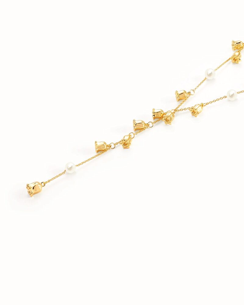 Gold Chain Necklace with Lily Pendants