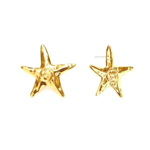 Gold Starfish Stud Earrings Summer Seaside Ocean Jewelry