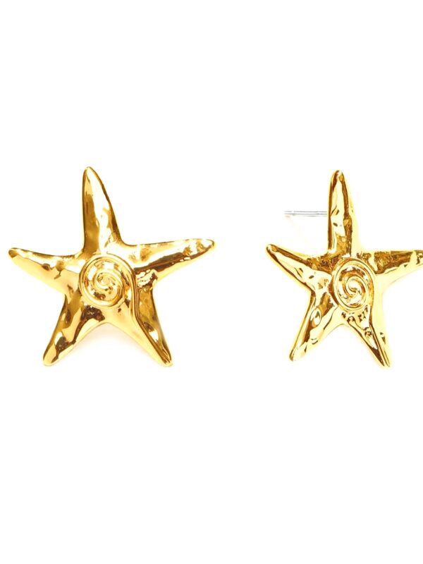 Gold Starfish Stud Earrings Summer Seaside Ocean Jewelry