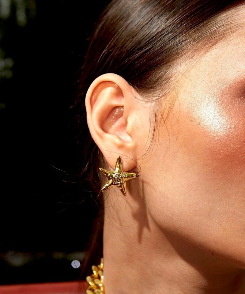 Gold Starfish Stud Earrings Summer seaside adventures jewelry
