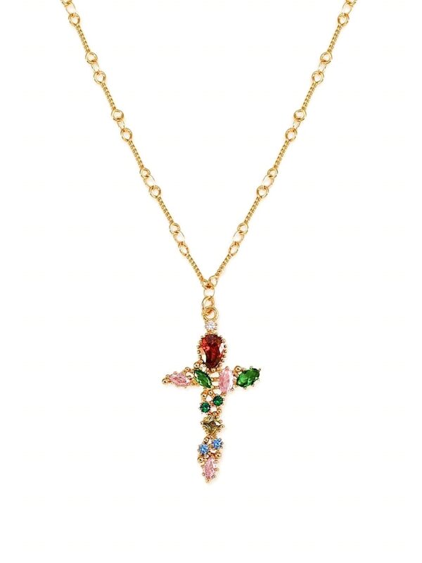 Iridescent Cross Necklace