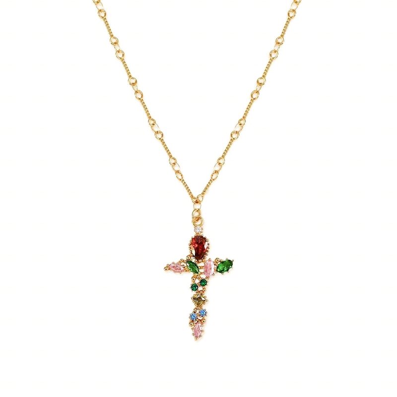 Iridescent Cross Necklace