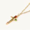 Iridescent Cross Necklace with energy stone adjustable twinkle Body chain