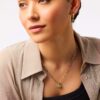Natural Gemstone Stone Jewelry Set for Women Hoop Earrings Choker Set