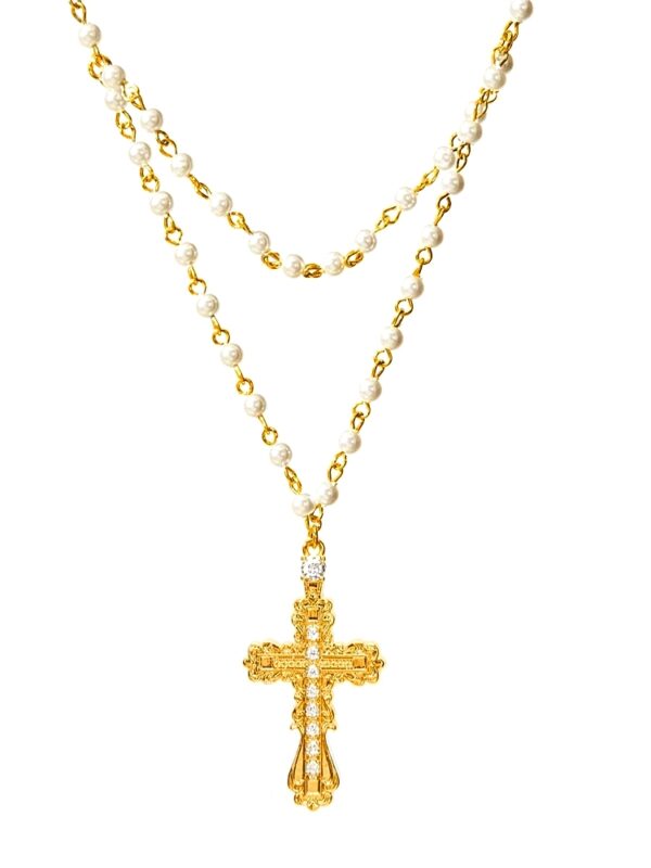 Old Italian inspired cross necklace royalty gothic rebellion jewelry Y2K Body Chain
