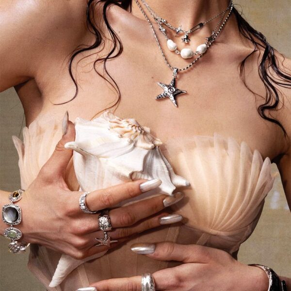 Silver Starfish Necklace Ocean Series Romantic Jewelry sets