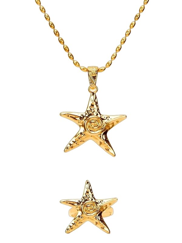 Starfish Necklace Ring Set Summer Seaside Ocean Jewelry Sets