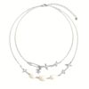 The Mellow Necklace Double layered irregular paperclip pearl shimmer zircon necklace