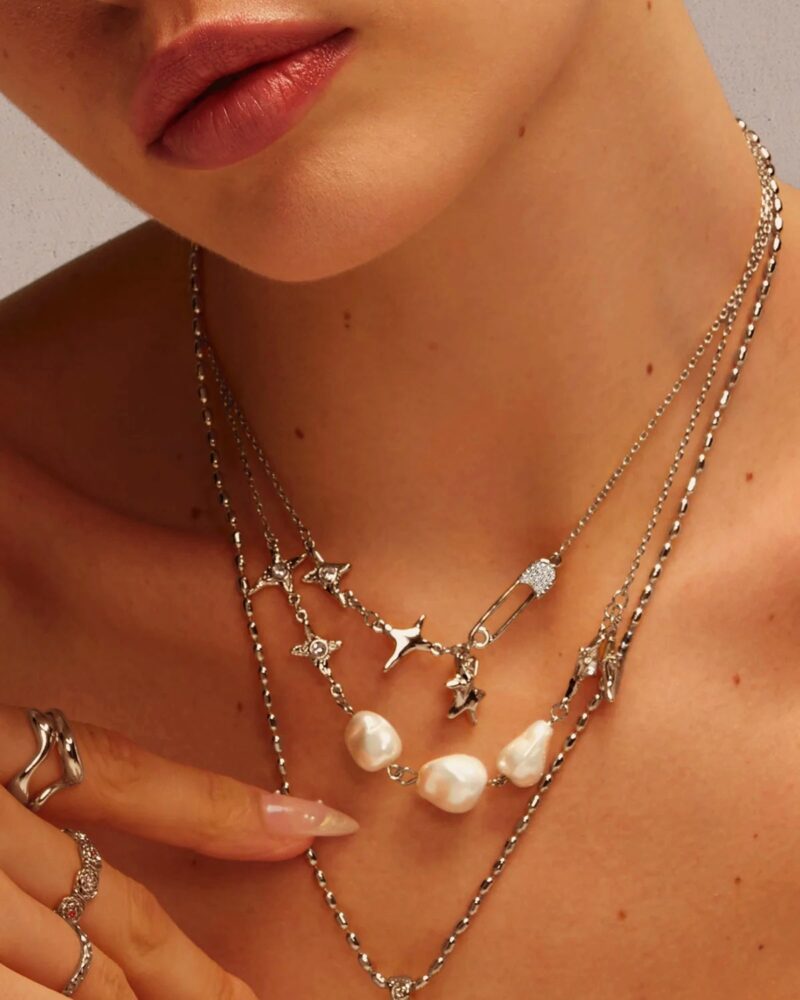 The Mellow Necklace in Silver Hot Summer Pearl Necklace