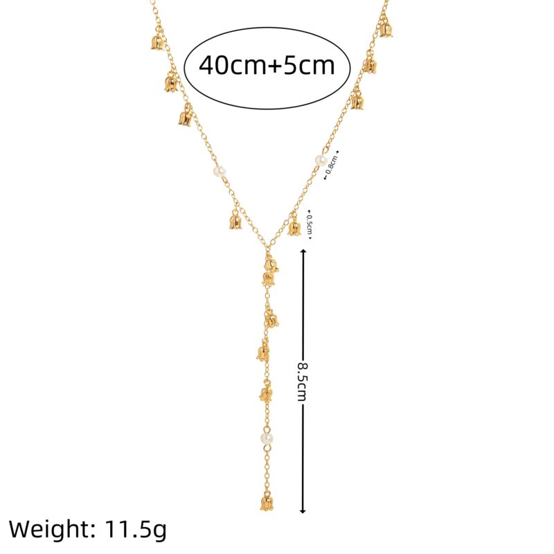 Twinkle Body Chain Necklace with Lily Pendants