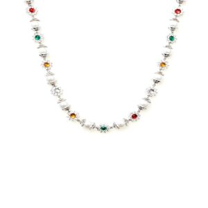 daisy pearl necklace in silver