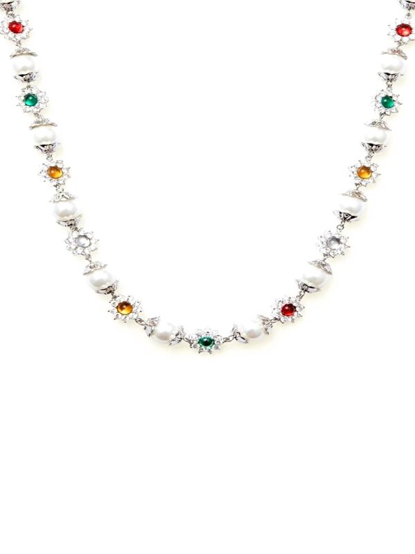 daisy pearl necklace in silver