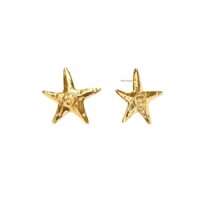 Close-up product image of Gold Starfish Stud Earrings showing hypoallergenic post