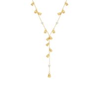 Lily Pearl Lariat Necklace in 18K gold plated brass