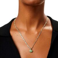 Gold Figaro link chain detail for waterproof pendant necklace