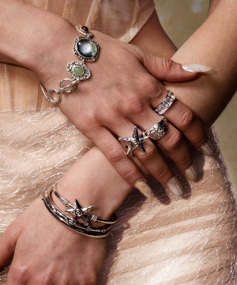 silver starfish Bangle twinkle romantic jewelry sets
