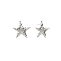 Coastal chic Silver Starfish Stud Earrings showing hypoallergenic surgical steel post