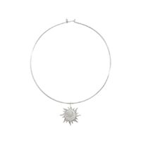Minimalist celestial choker necklace—Astra Choker Necklace with sun and moon pendant on white