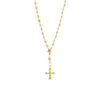 Daisy Molecule Chain gold rosary-style necklace with cross pendant