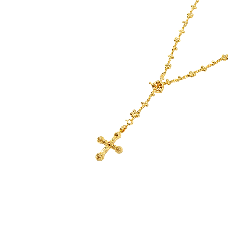 Daisy Molecule Chain Set vintage inspired gold cross necklace close up detail, trending 2026