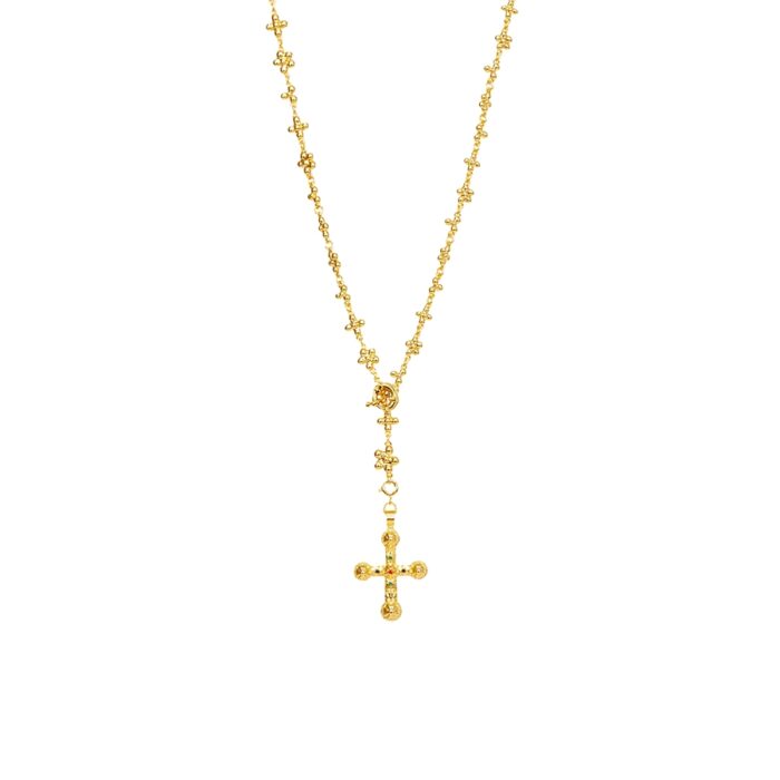 Daisy Molecule Chain Set Y necklace rosary chain, layered gold necklace style