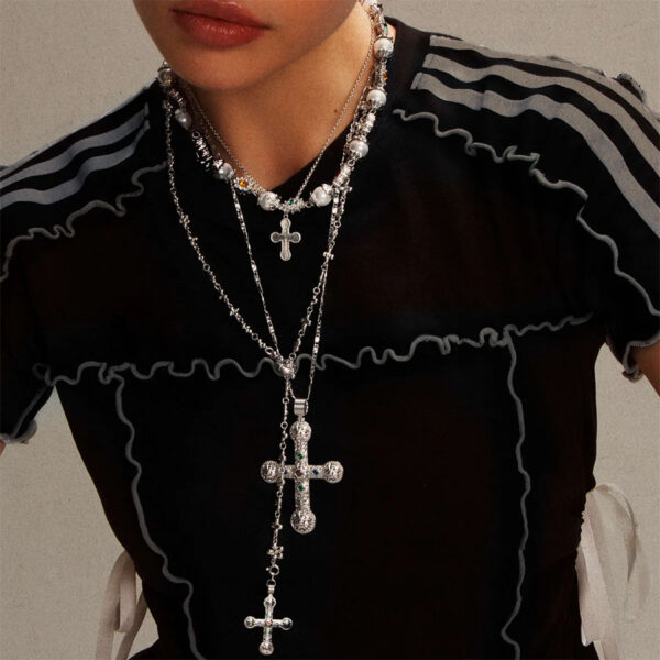 Aphrodite Silver Cross Necklace