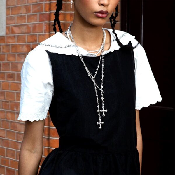 Aphrodite Silver Cross Necklace