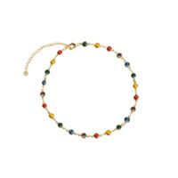 Infinity Choker Necklace rainbow station choker with bezel-set resin stones on white background