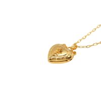 Isabela Photo Locket Necklace gold heart locket pendant with embossed floral front, white background