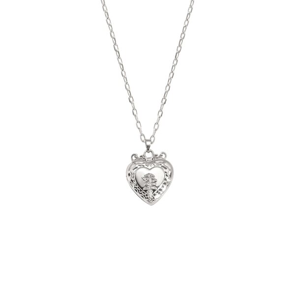 Isabela Photo Locket Necklace in silver with openable heart locket pendant