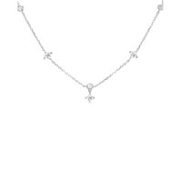 Giftable lucky clover necklace gift for her silver-tone clover station necklace