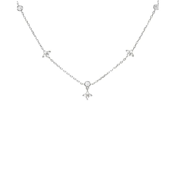 Giftable lucky clover necklace gift for her silver-tone clover station necklace