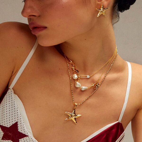 Gold Starfish Jewelry Set