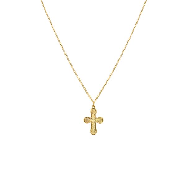 Mini cross pendant necklace gold in 18k gold plated brass, dainty gold cross necklace for everyday