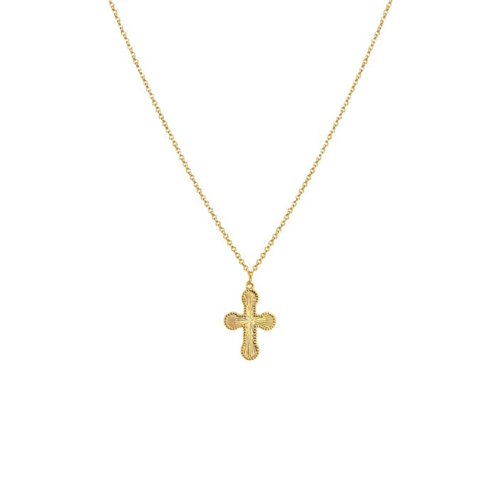 Mini cross pendant necklace gold in 18k gold plated brass, dainty gold cross necklace for everyday