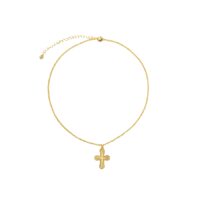 Mini cross pendant necklace gold with adjustable extender and lobster clasp product photo