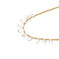Minimalist gold crystal necklace with subtle sparkle—perfect layering crystal necklace base piece