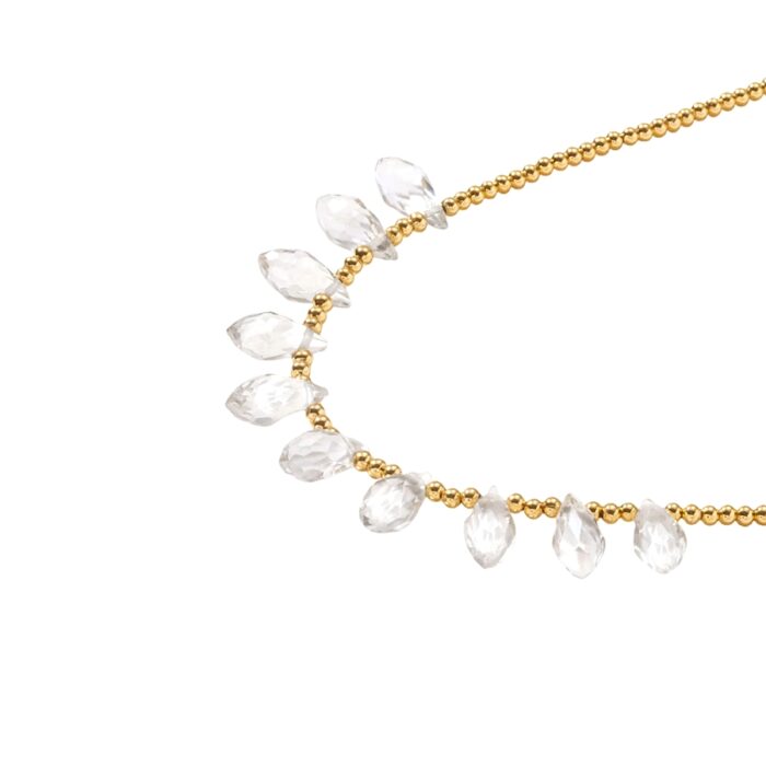 Minimalist gold crystal necklace with subtle sparkle—perfect layering crystal necklace base piece