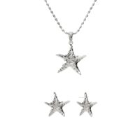 Ocean inspired starfish necklace and earrings set, product photo on white