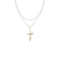 quiet luxury pearl necklace look—minimalist pearl cross necklace that’s a gift pearl necklace for her