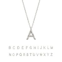 Textured Initial Letter Necklace in Silver with hammered silver initial necklace “A” pendant, studio product photo