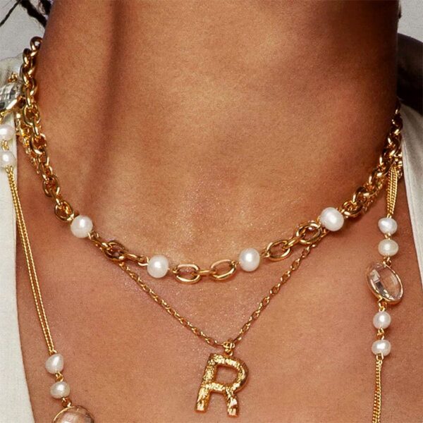 Textured Initial Letter Necklace