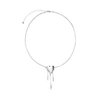 Venom Drip Heart Necklace on white background, silver snake chain with melting heart pendant and three drip dangles, Y2K outfit