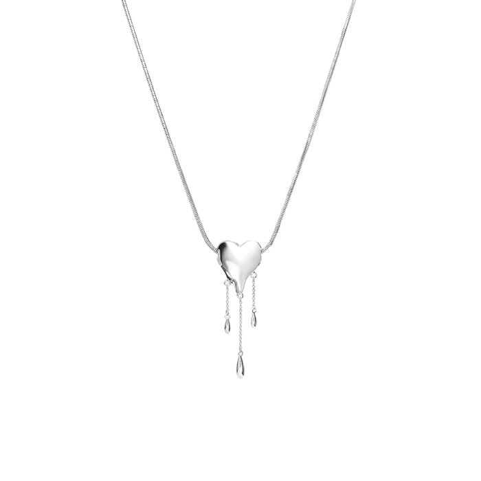 Venom Drip Heart Necklace silver-tone heart pendant necklace, street style accessories